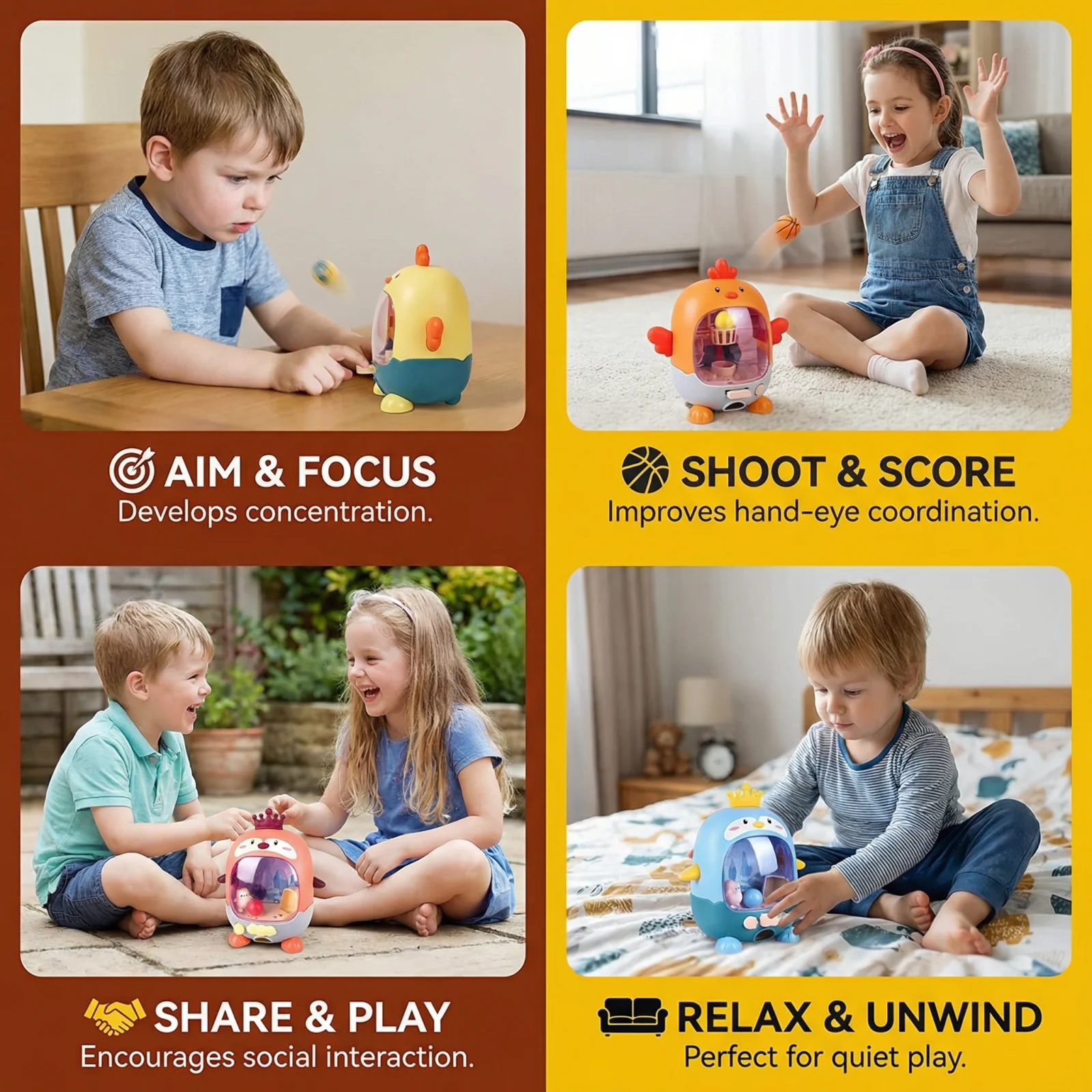 Interactive Chicken Ball Game for Kids β Aim, Shoot & Score Learning Toy