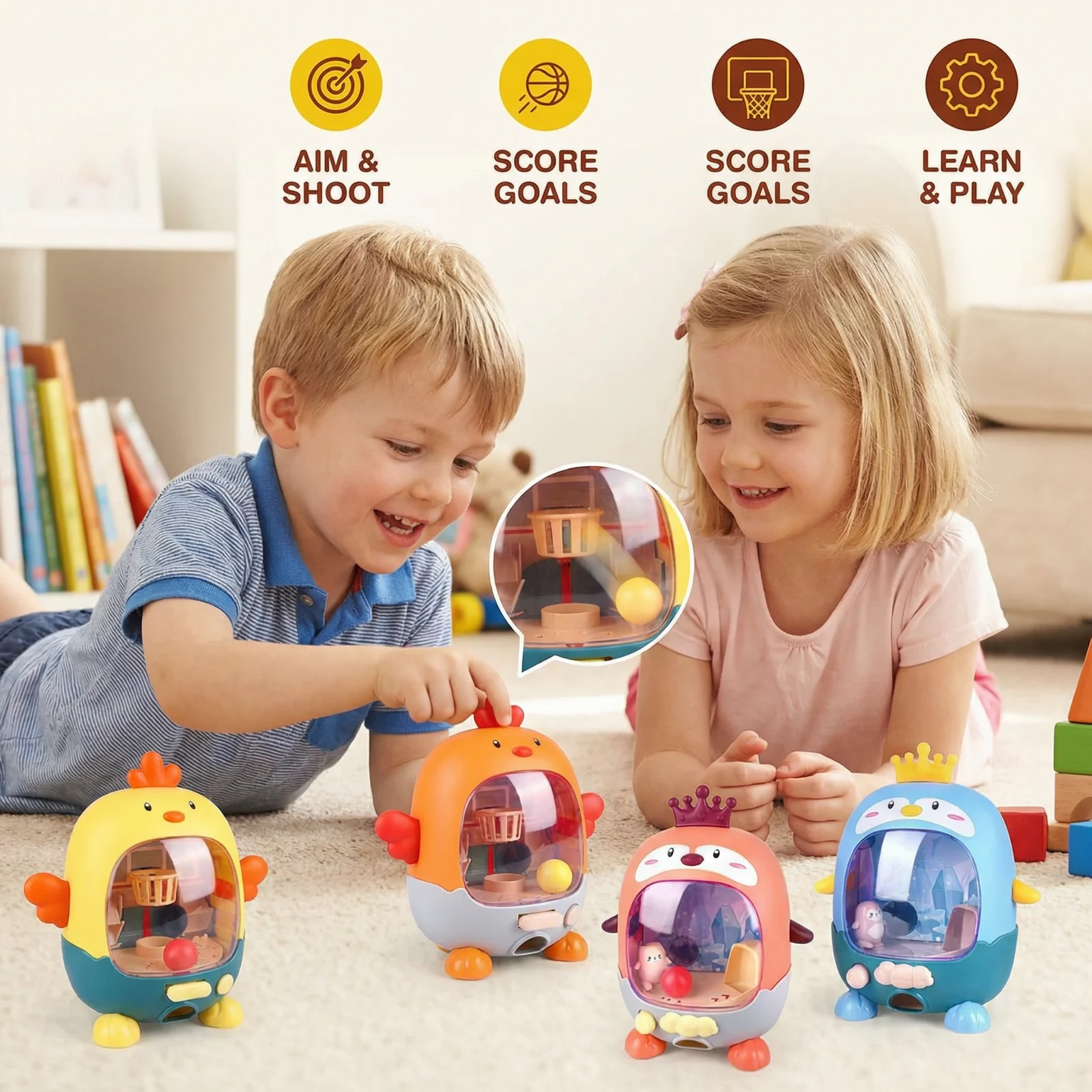 Interactive Chicken Ball Game for Kids β Aim, Shoot & Score Learning Toy