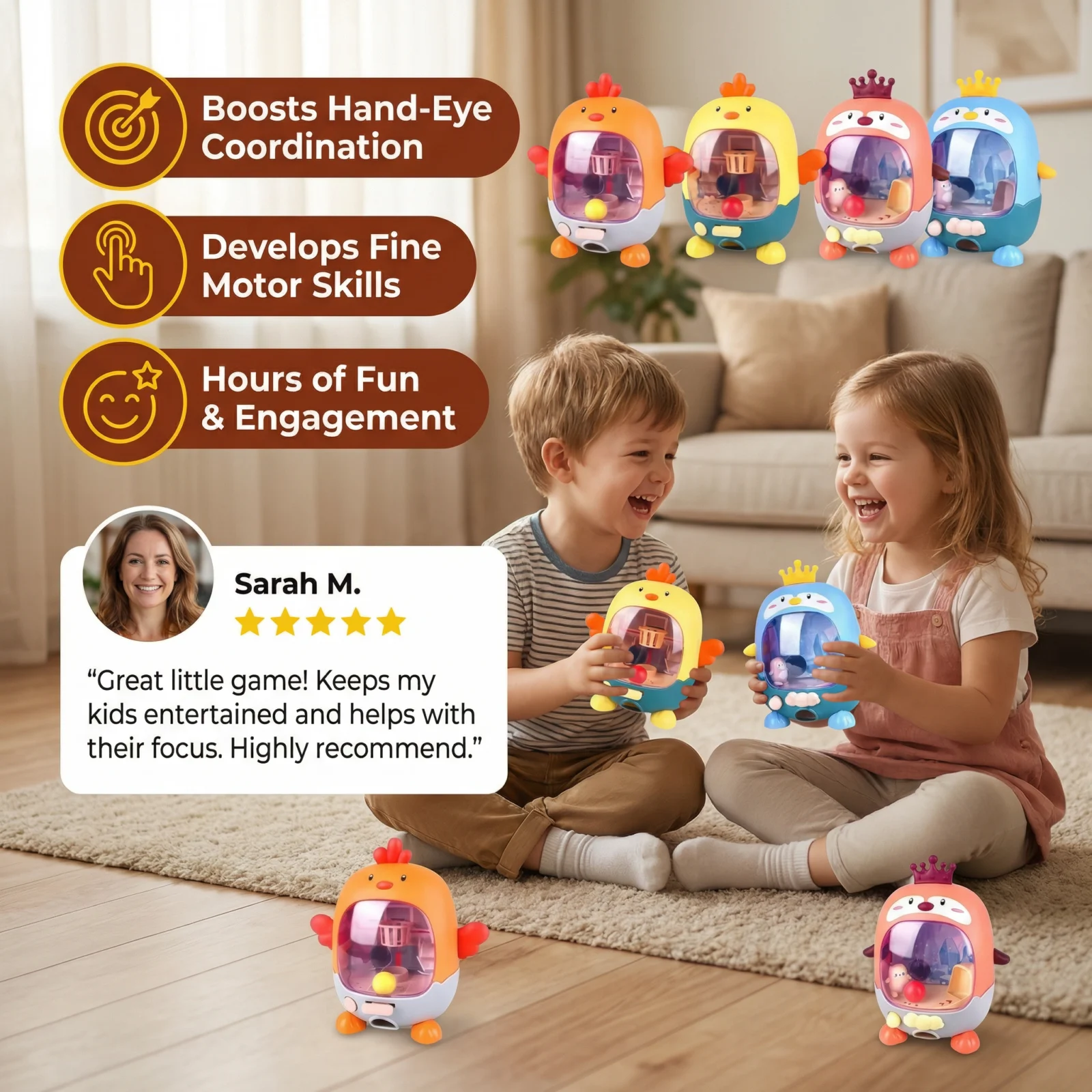 Interactive Chicken Ball Game for Kids β Aim, Shoot & Score Learning Toy