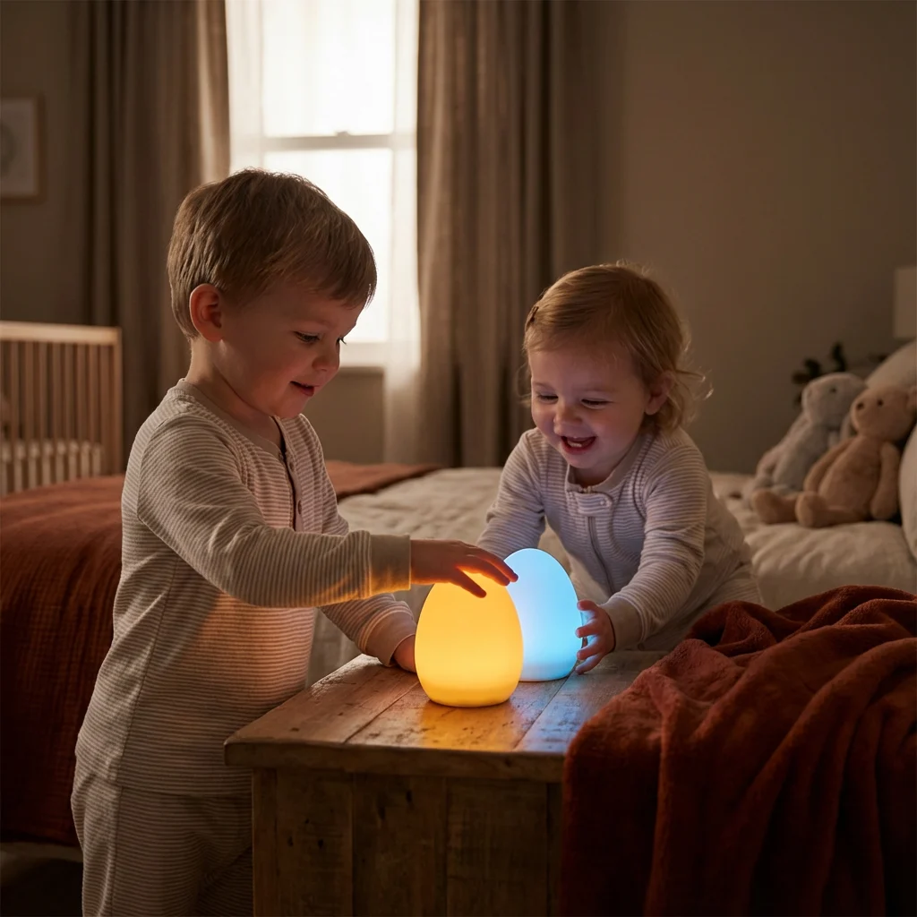 Egg-Shaped Silicone Night Light โ Touch Control, 7-Colour Changing