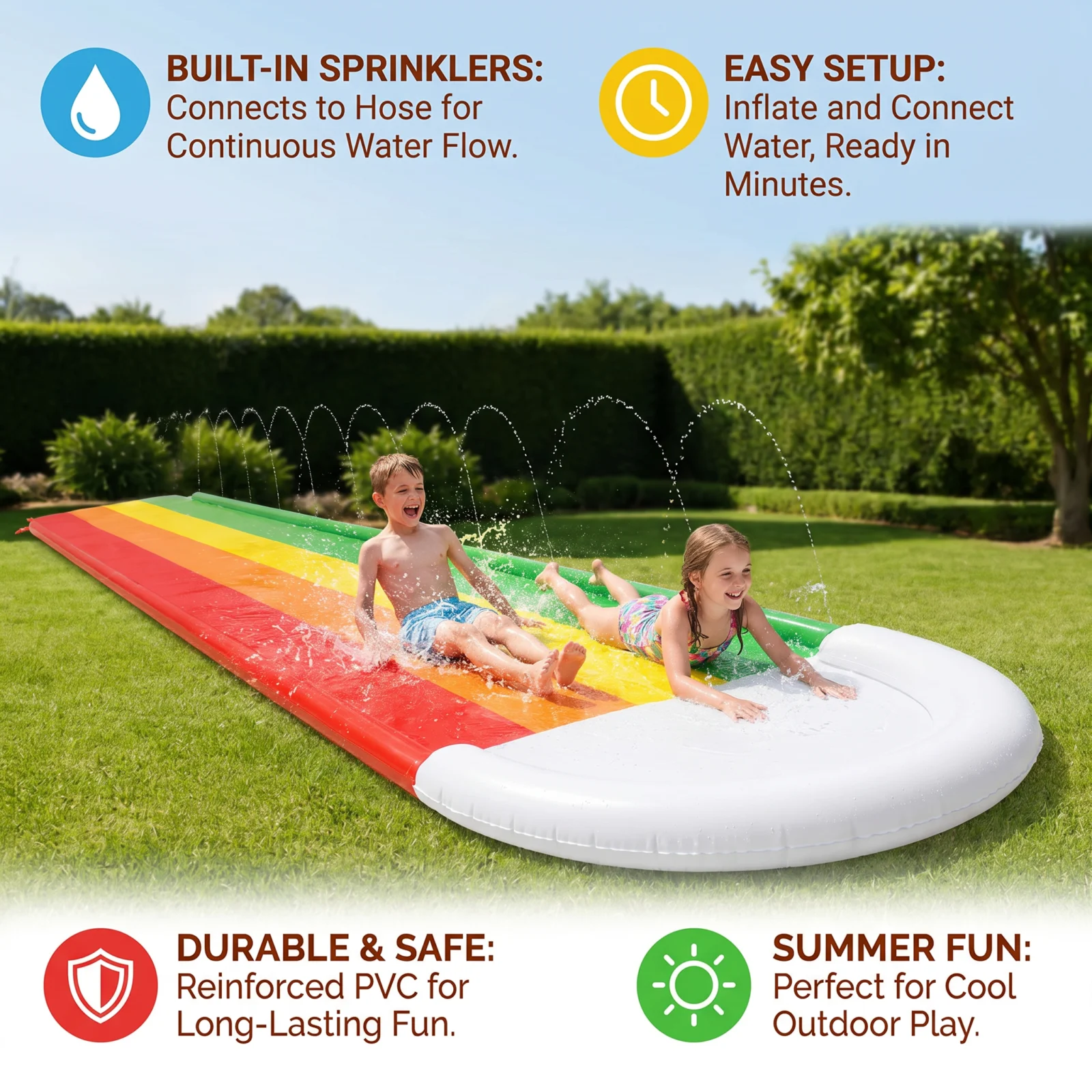 Rainbow Water Slide β Inflatable Outdoor Slide for Kids & Family
