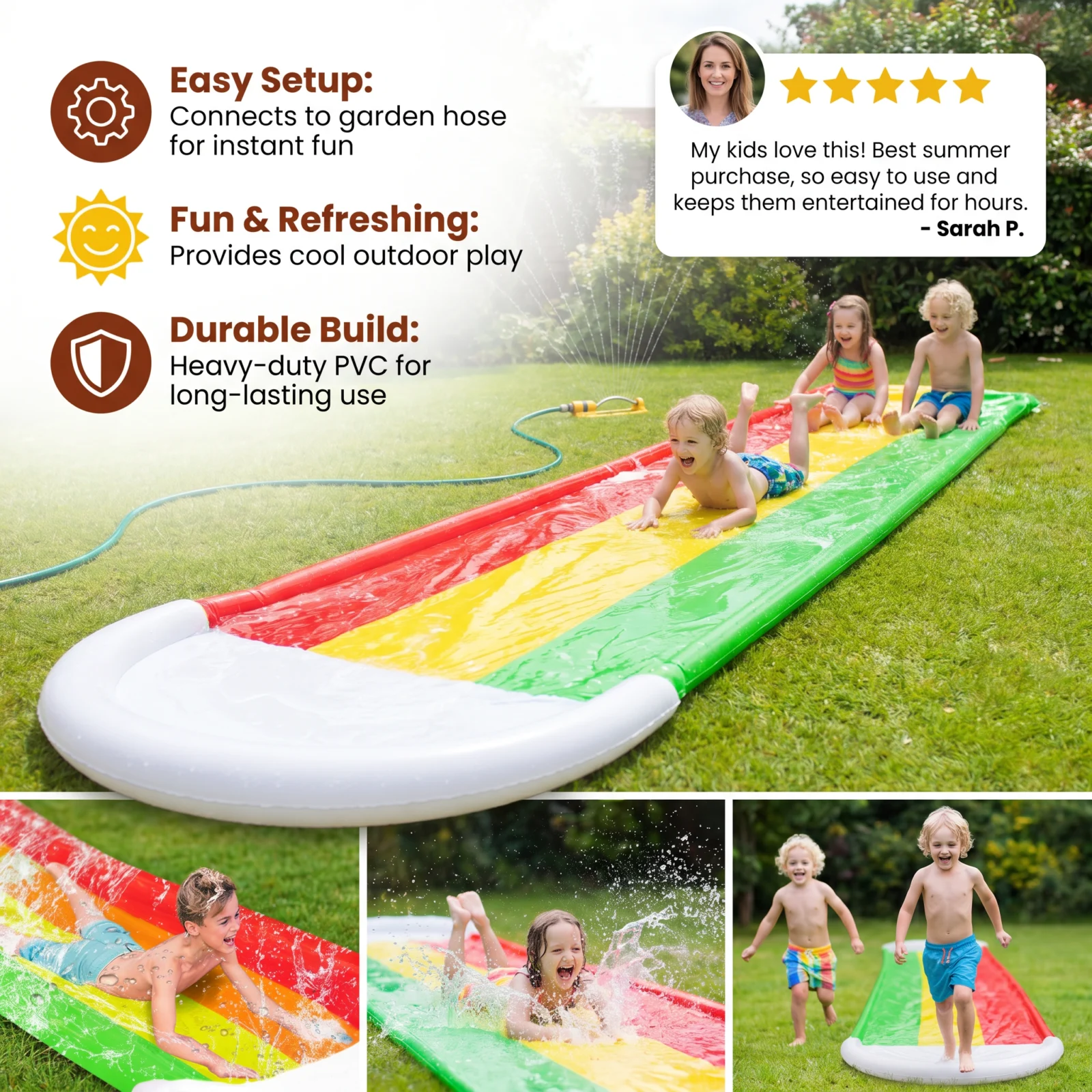 Rainbow Water Slide β Inflatable Outdoor Slide for Kids & Family
