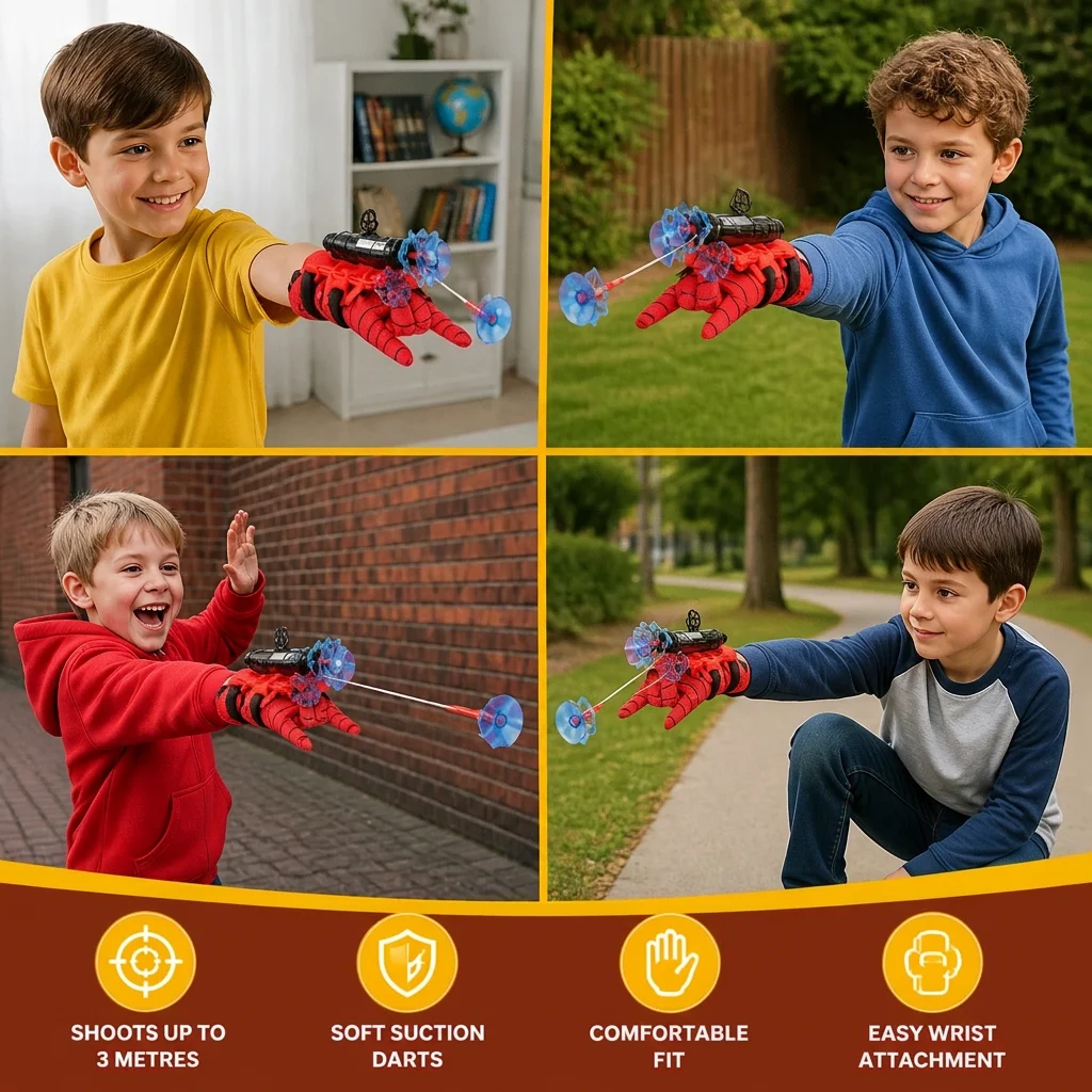 Superhero Web Launcher Glove Set β Wrist String Shooter with Suction Darts
