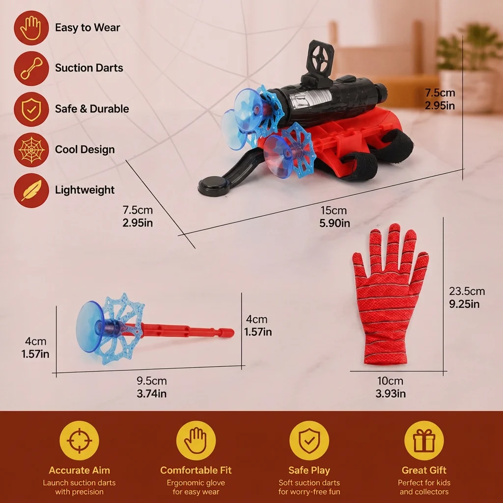 Superhero Web Launcher Glove Set β Wrist String Shooter with Suction Darts