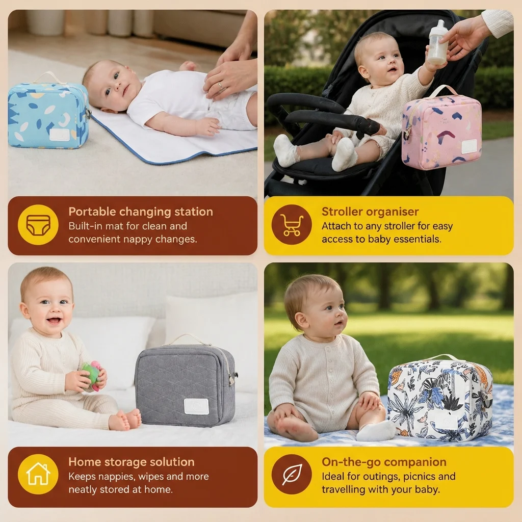 3in1 Stroller Organizer Bag โ Waterproof Diaper Caddy with Insulated Pockets