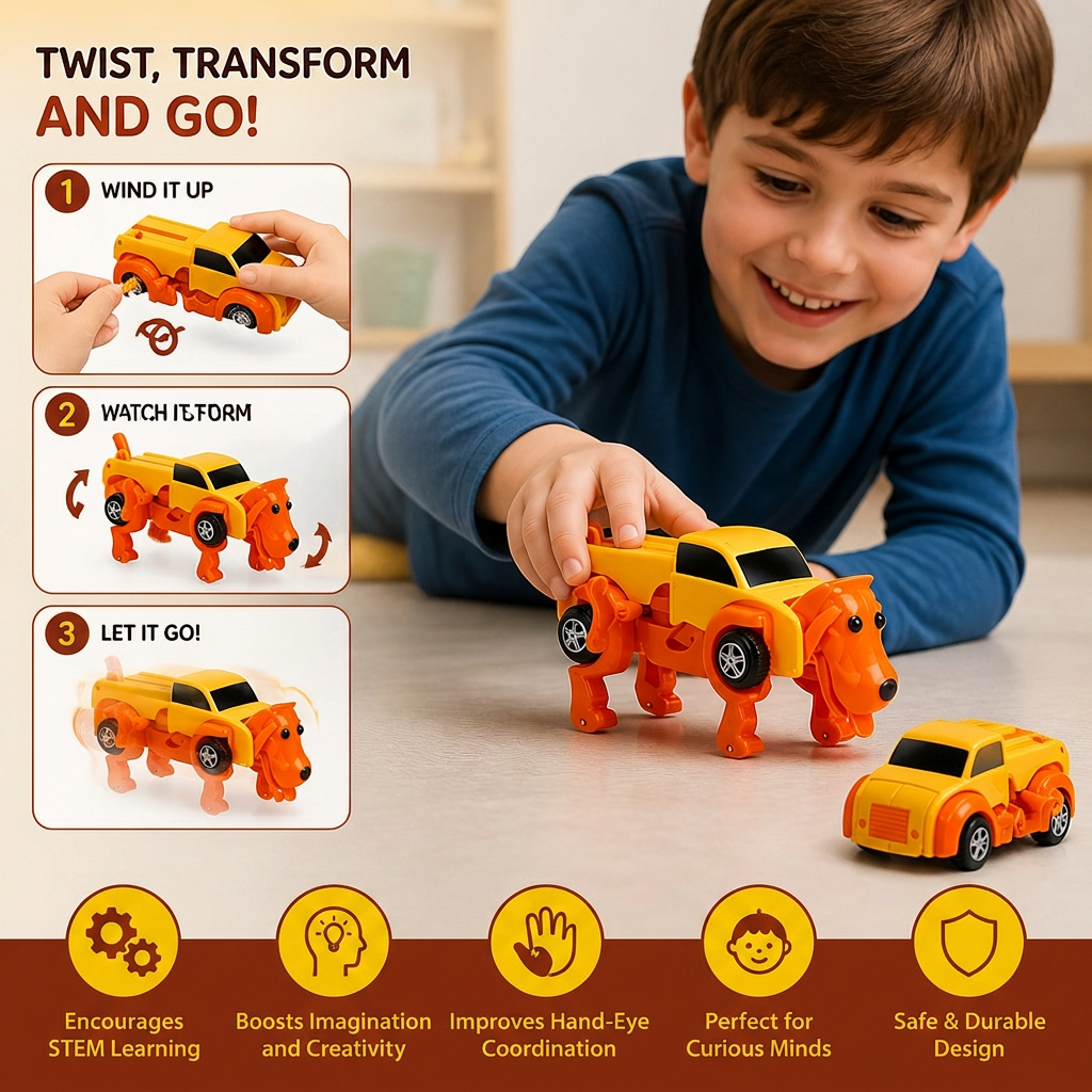 Wind-Up Transforming Animal Car Toy - Image 2