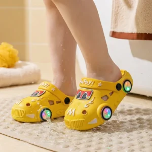 Light-Up Car Kids Slides – Non-Slip Bath & Beach Slippers