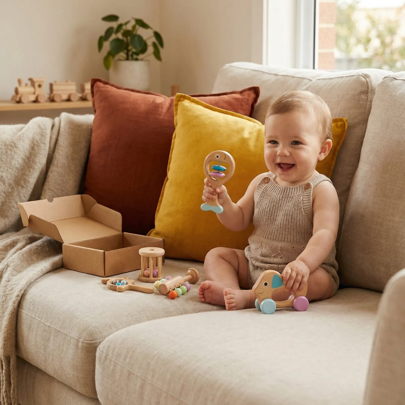 Wooden Baby Gift Set โ Rattle & Musical Toy Set for Newborns