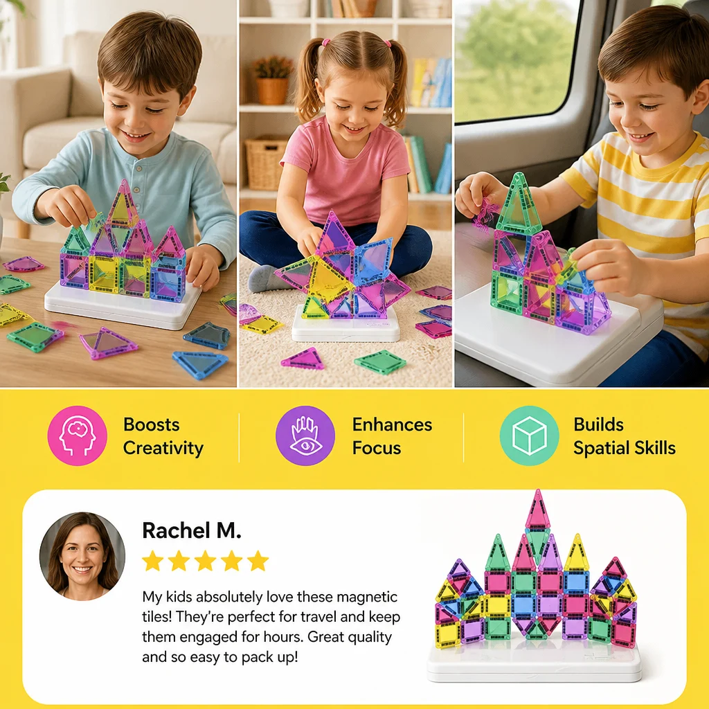 Compact Magnetic Tiles โ 40-Piece Montessori Travel Set