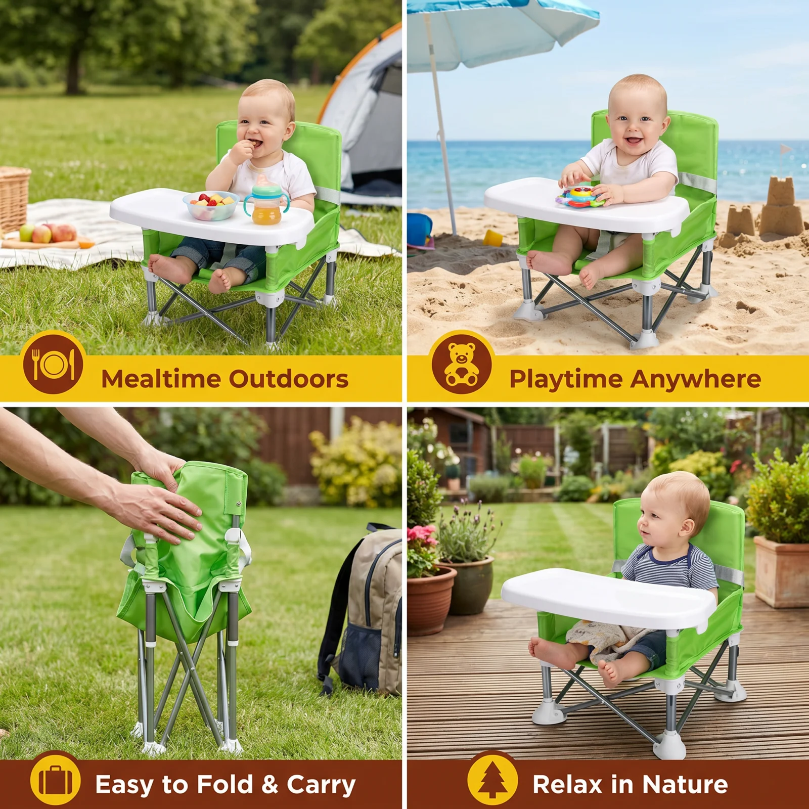 Foldable Baby Camping Chair with Tray for On the Go