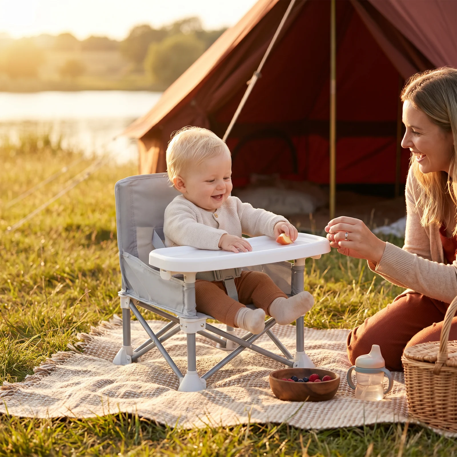 Foldable Baby Camping Chair with Tray for On the Go