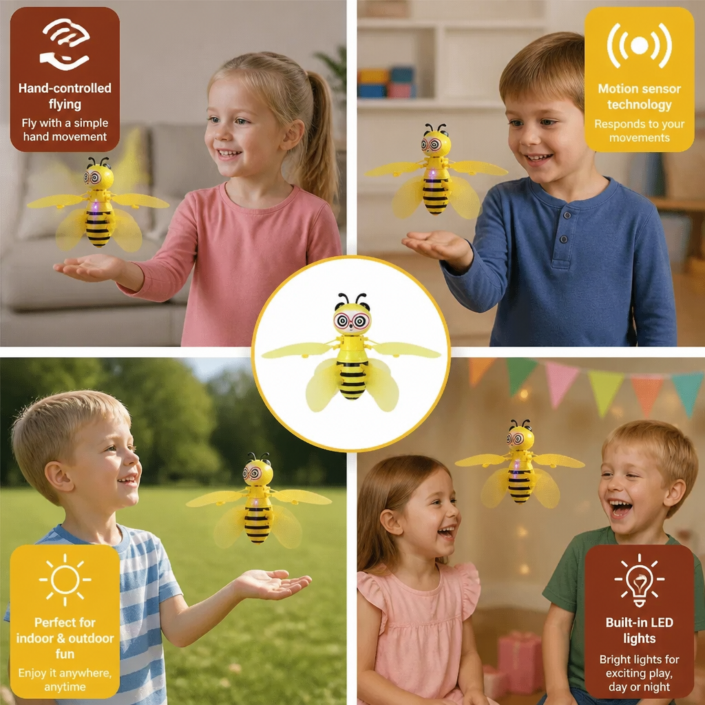 Hand-Controlled Flying Bee Toy with Motion Sensor and LED Lights - Image 4