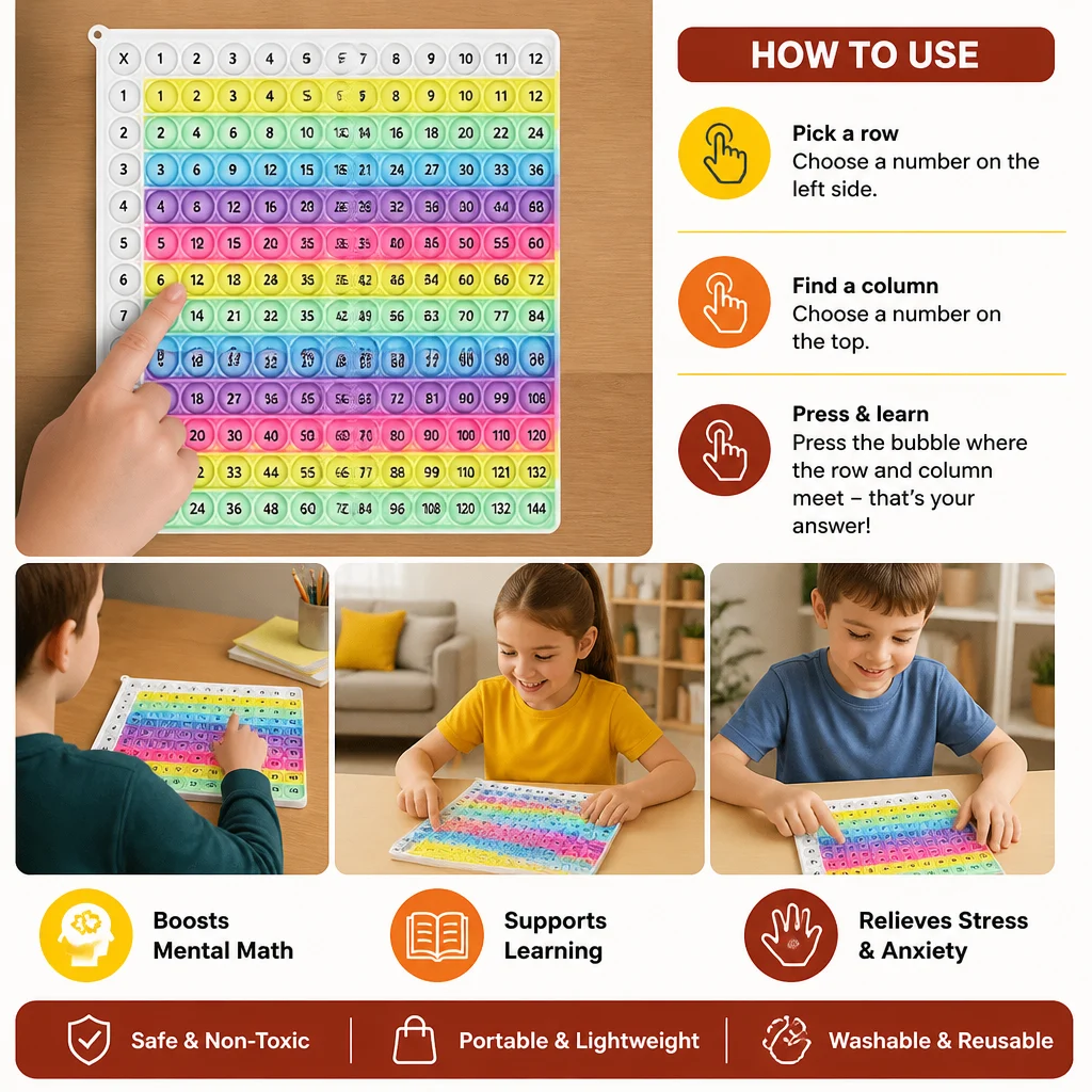 Rainbow Pop Math โ Multiplication Fidget Learning Toy