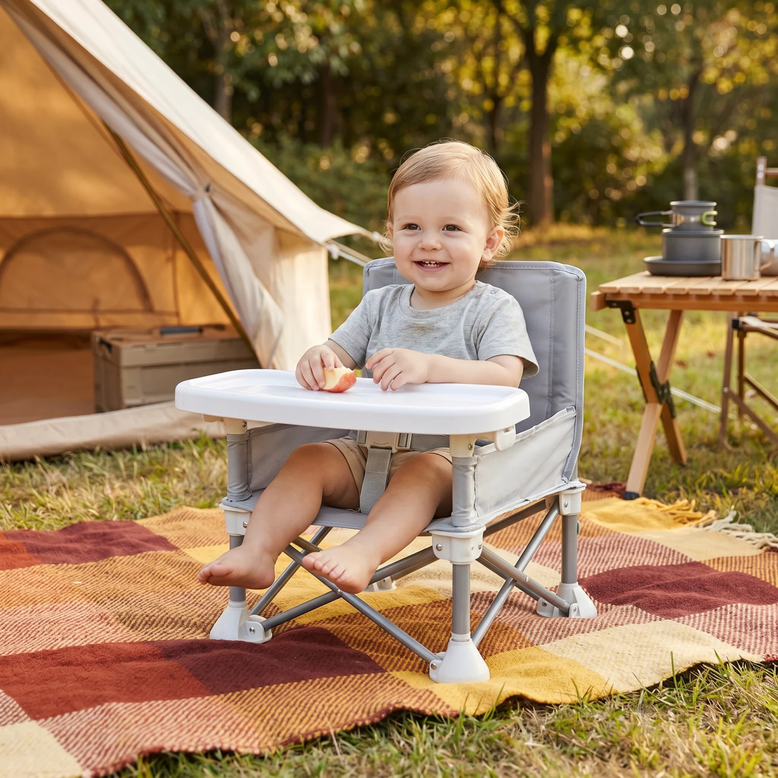 Foldable Baby Camping Chair with Tray for On the Go