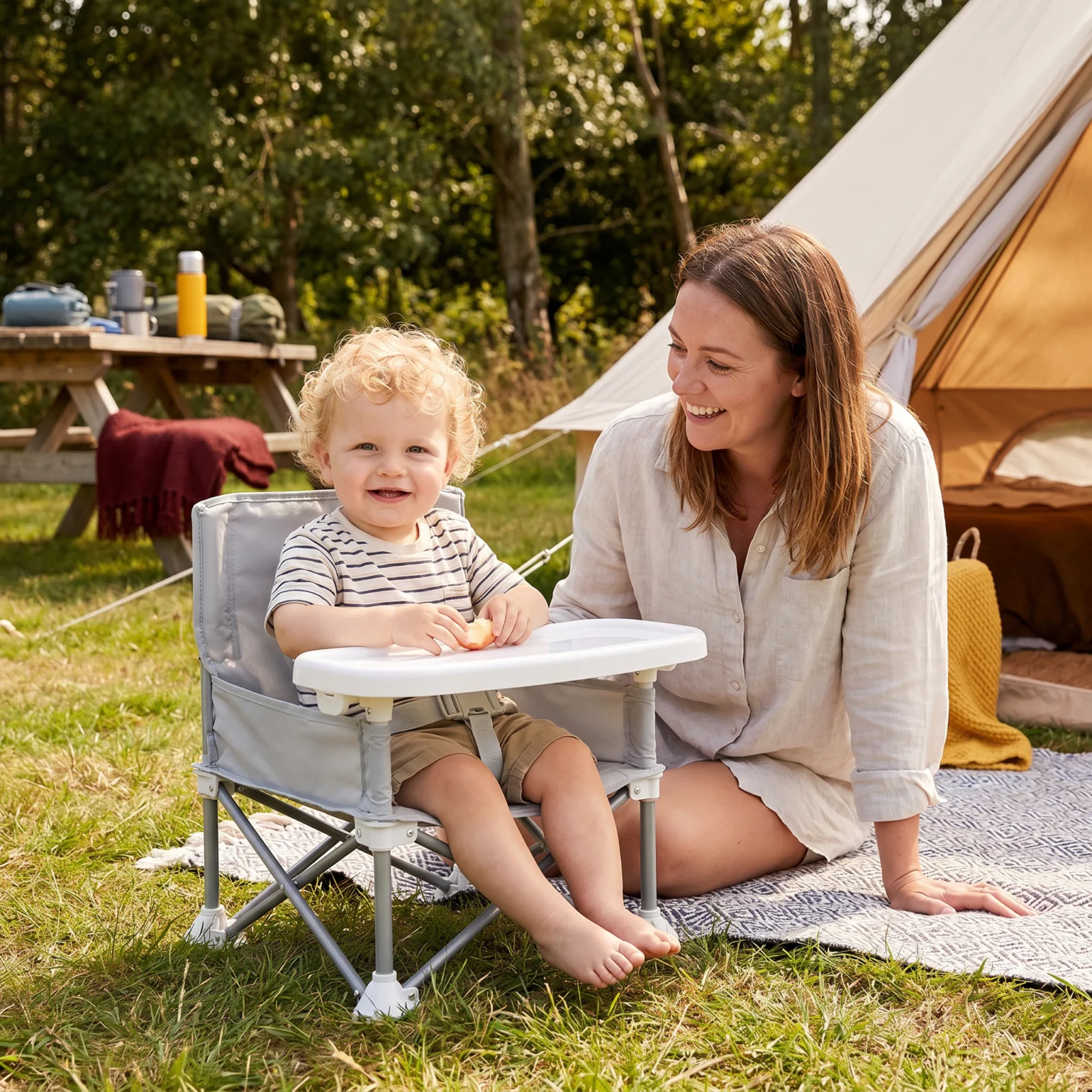 Foldable Baby Camping Chair with Tray for On the Go