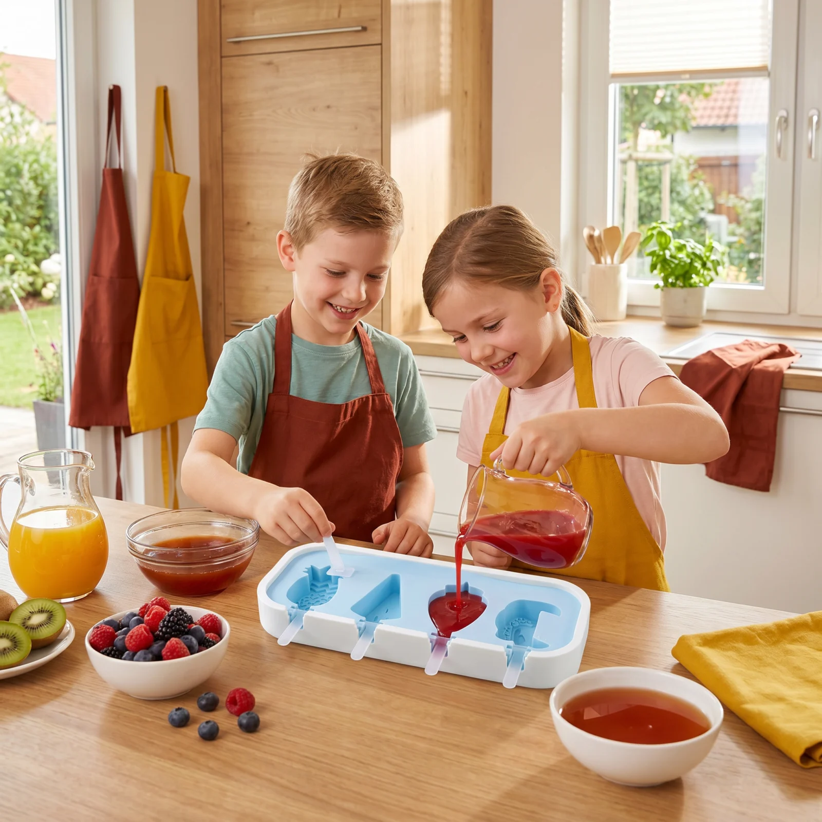 Silicone Popsicle Mold with Fruit Shapes for Homemade Ice Cream