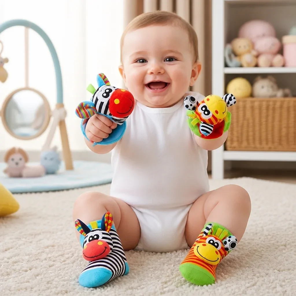 Sensory Baby Plush Socks and Wristband