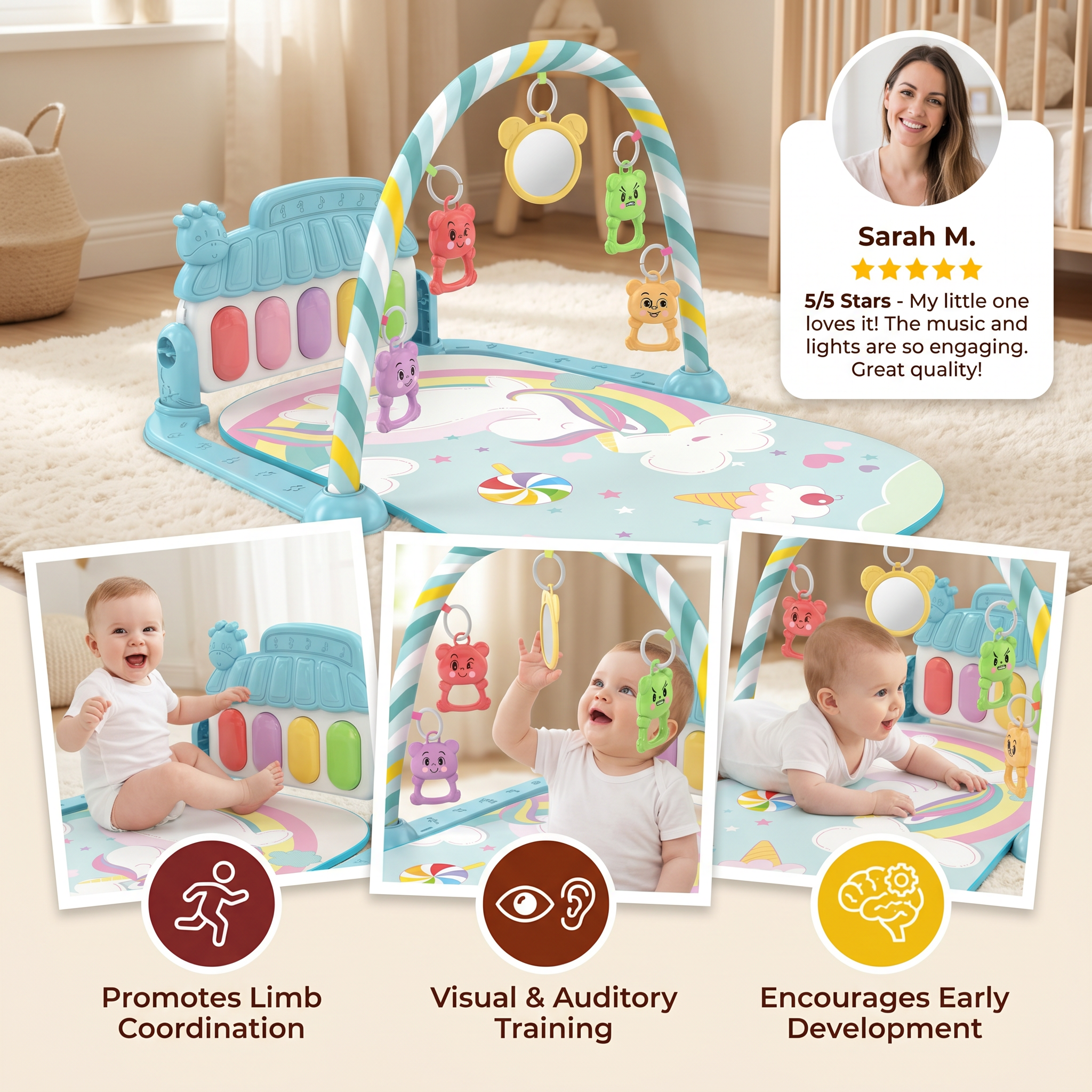 Musical Baby Pedal Piano for Limbs Coordination and Visual & Auditory Training - Image 3
