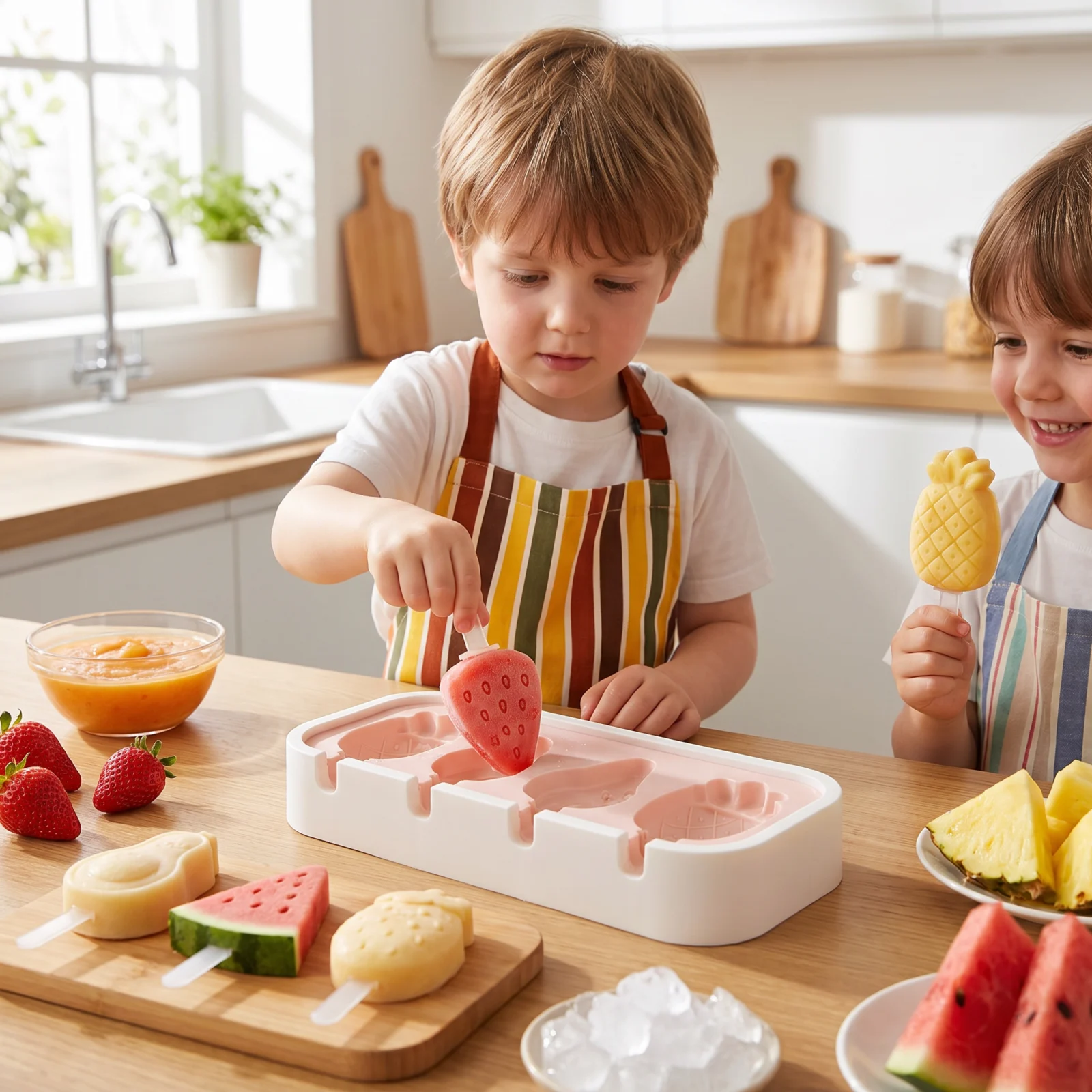 Silicone Popsicle Mold with Fruit Shapes for Homemade Ice Cream