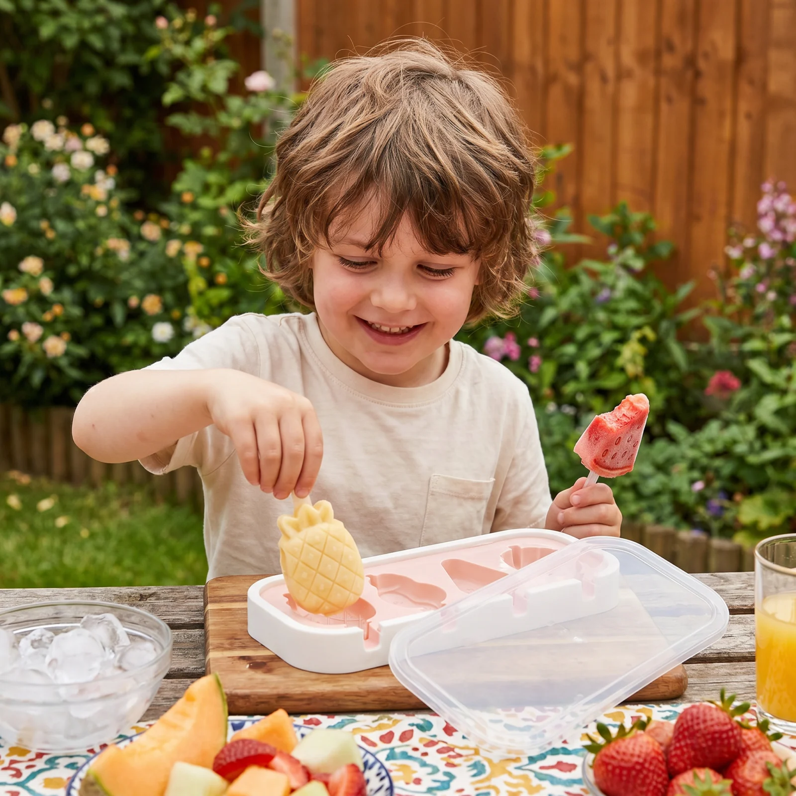 Silicone Popsicle Mold with Fruit Shapes for Homemade Ice Cream
