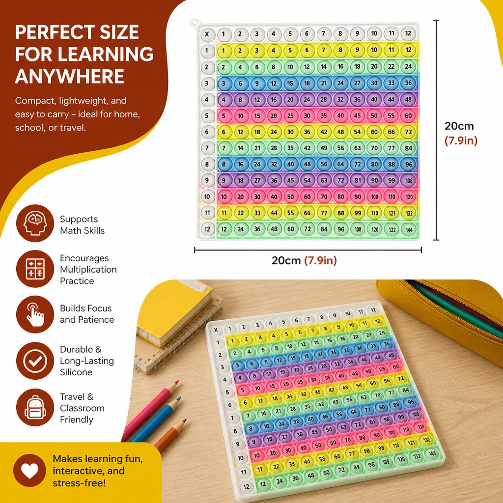 Rainbow Pop Math โ Multiplication Fidget Learning Toy