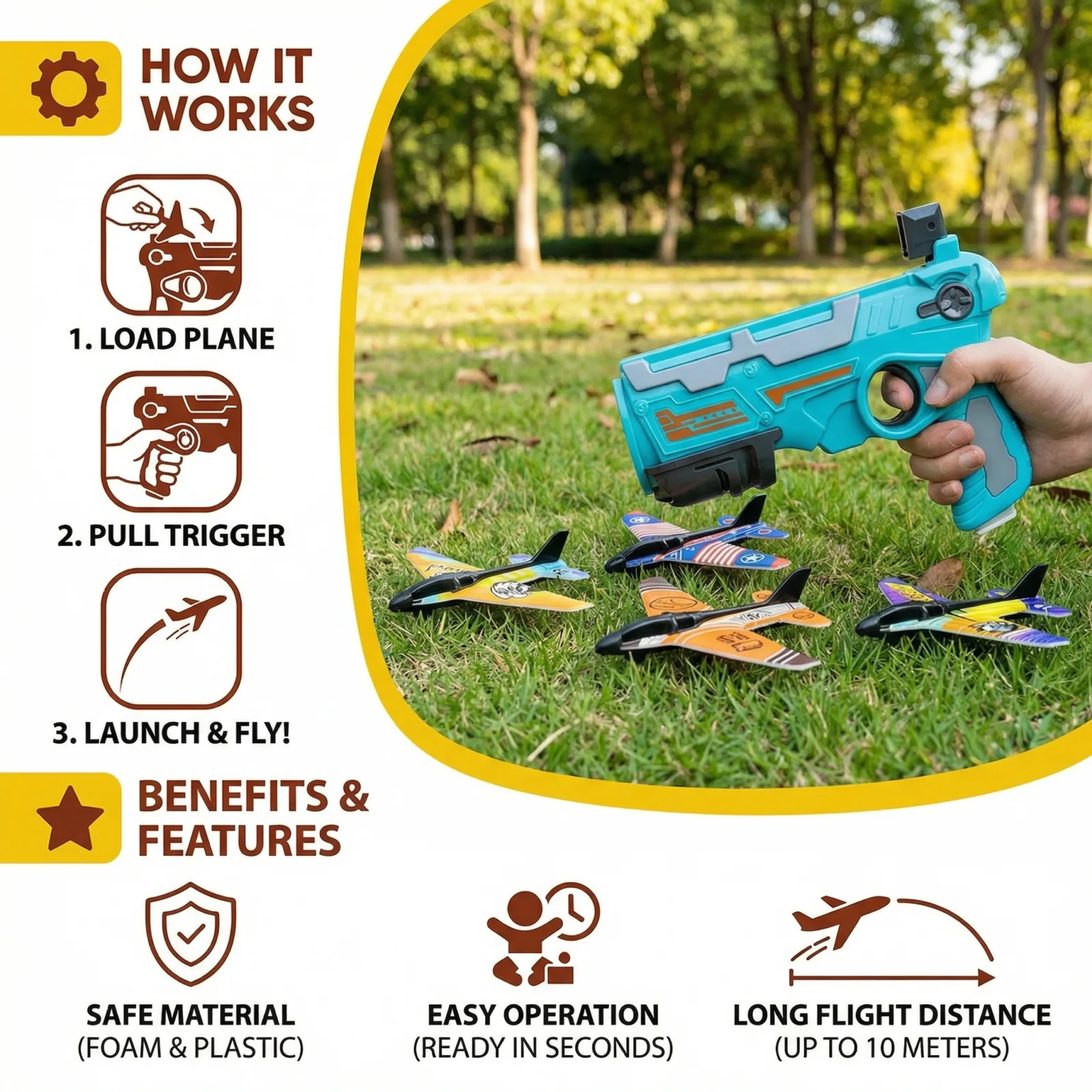 Kids Airplane Launcher – Outdoor Flying Toy Game