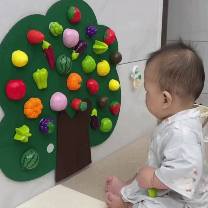 Felt Fruit Tree Activity Board in use