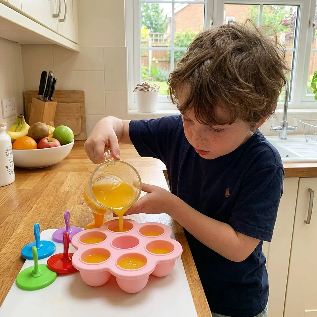7-Piece Silicone Popsicle Mold โ Reusable Ice Pop Maker for Kids