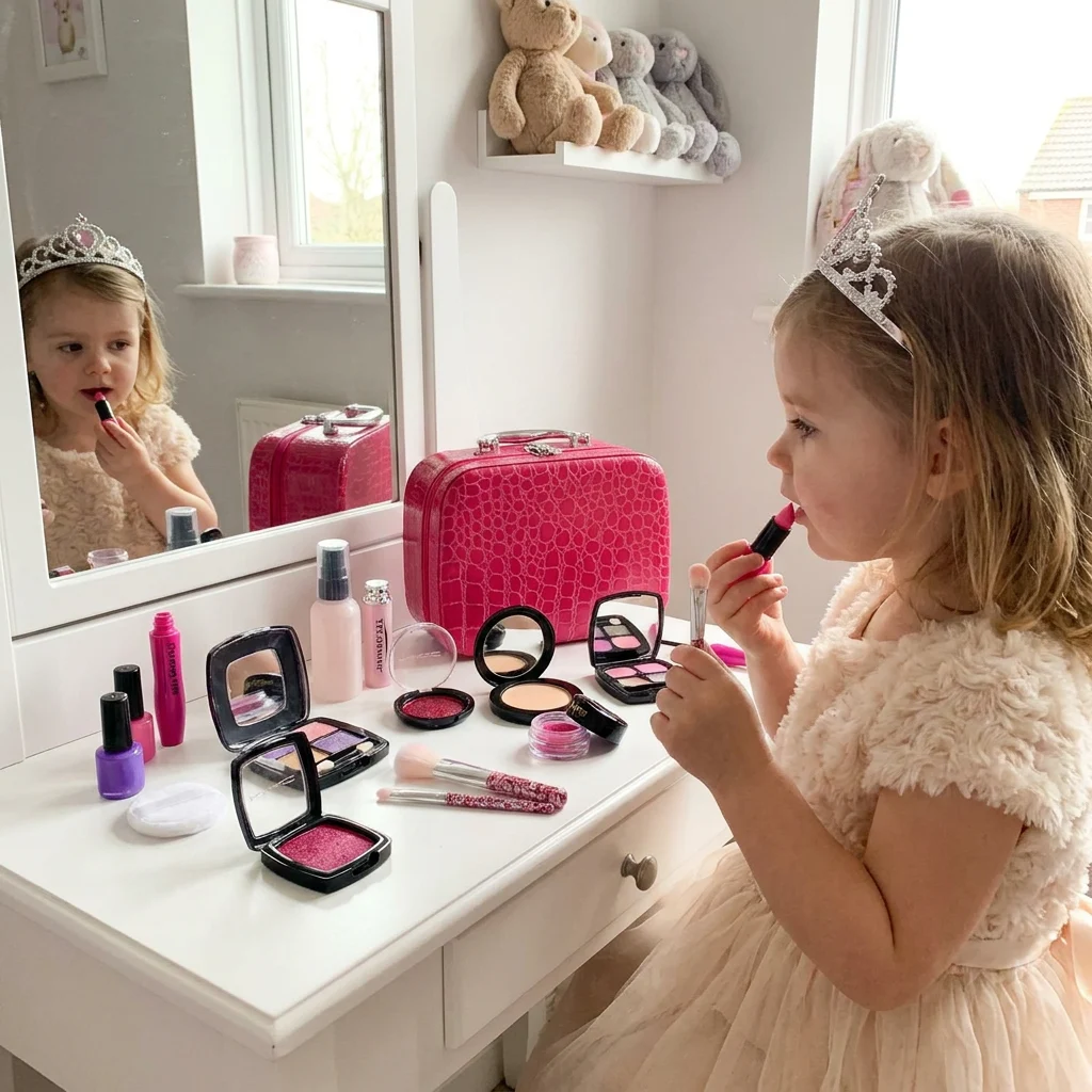 Make-up Play Set for Girls – Safe Kids Cosmetic Set with Practical Bag