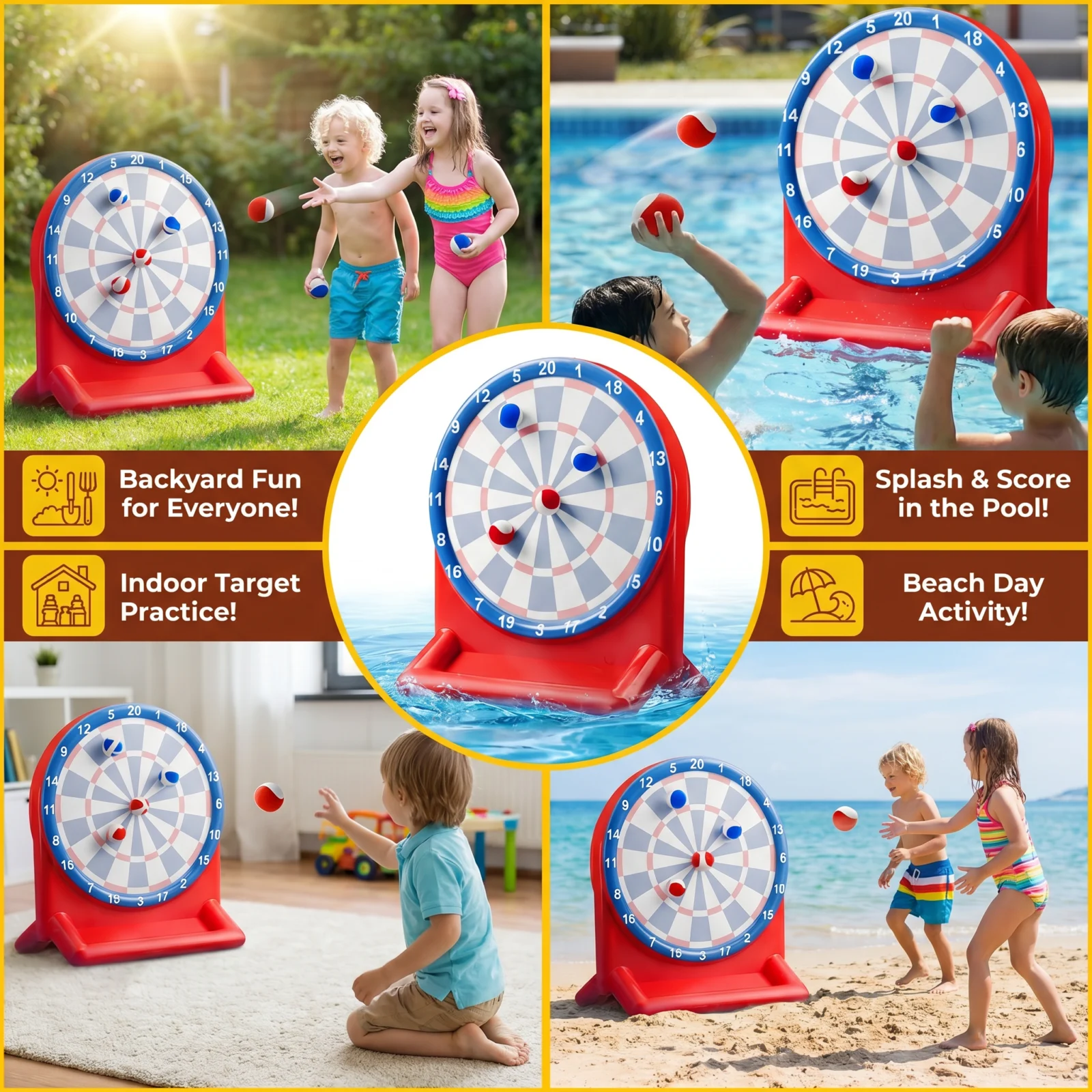 Inflatable Water Target Game with Darts – Outdoor Throwing Game for the Garden