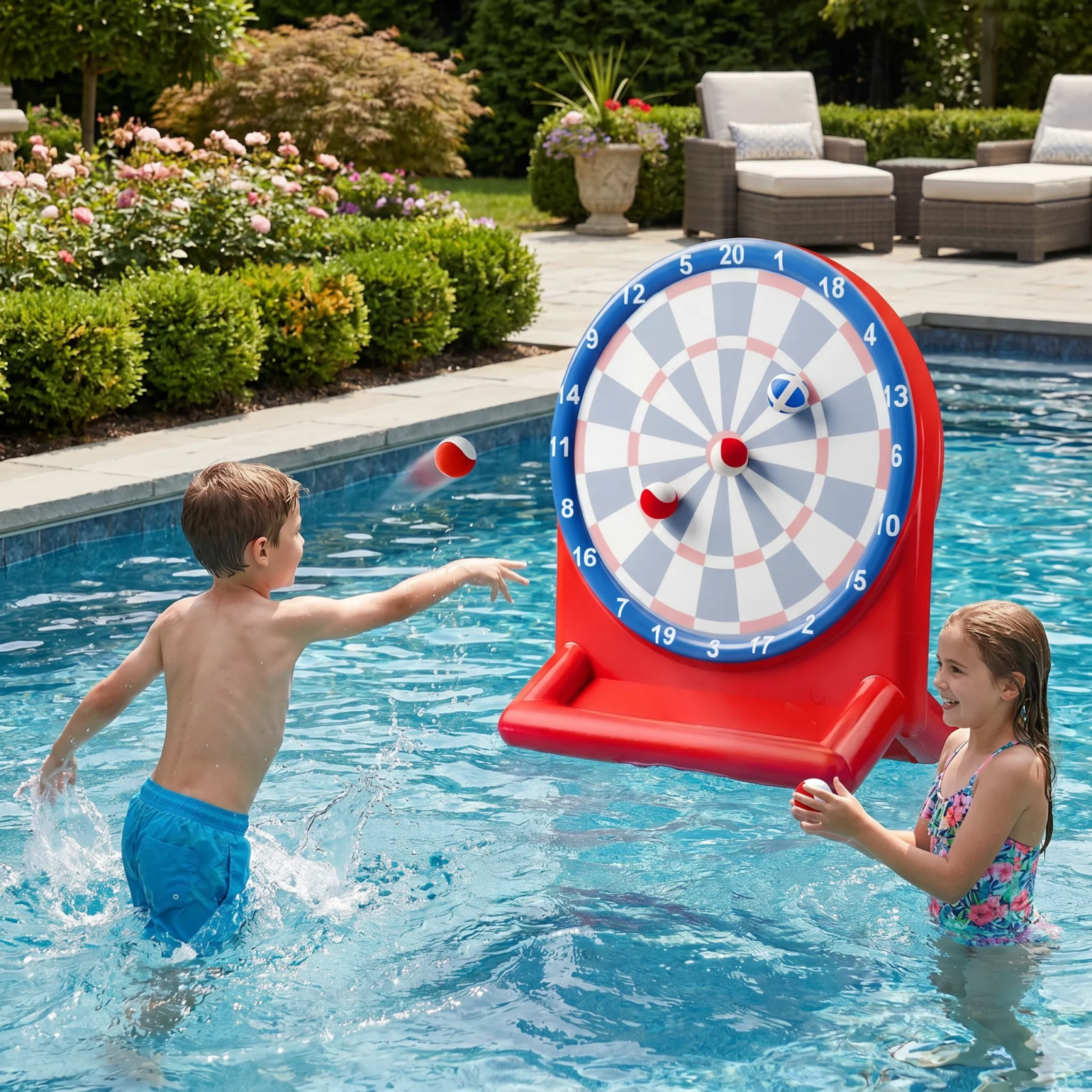 Inflatable Water Target Game with Darts – Outdoor Throwing Game for the Garden