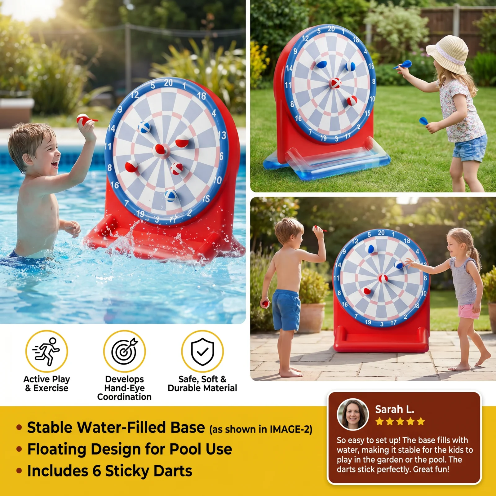 Inflatable Water Target Game with Darts – Outdoor Throwing Game for the Garden