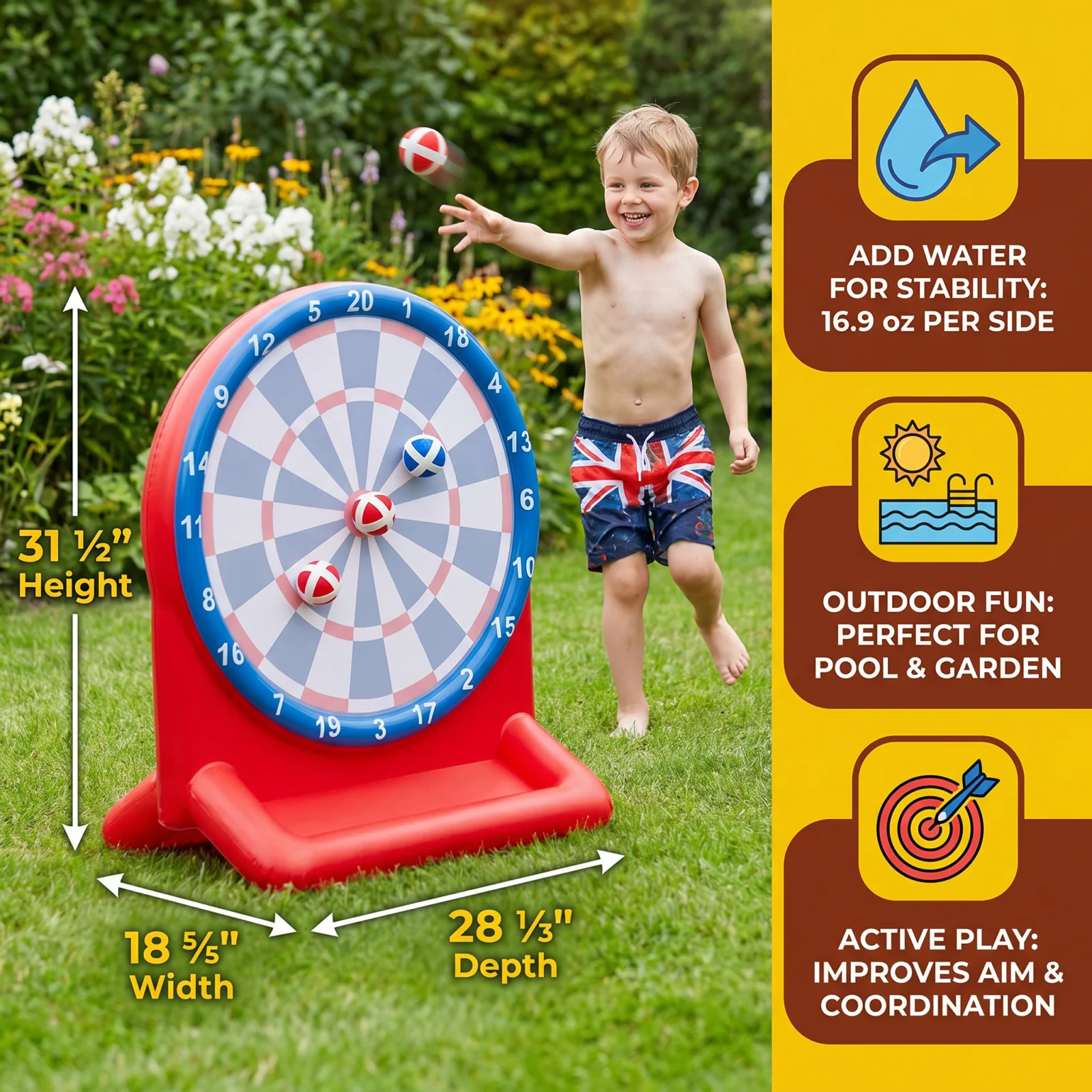 Inflatable Water Target Game with Darts – Outdoor Throwing Game for the Garden