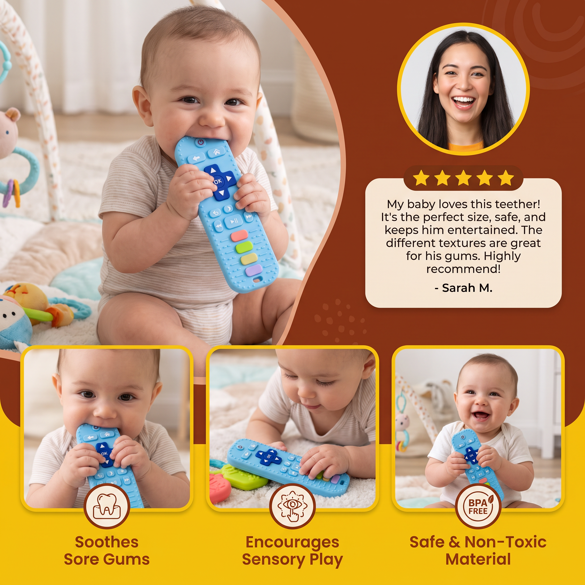 Silicone Remote Control Baby Teether โ BPA-Free Sensory Chew Toy - Image 3