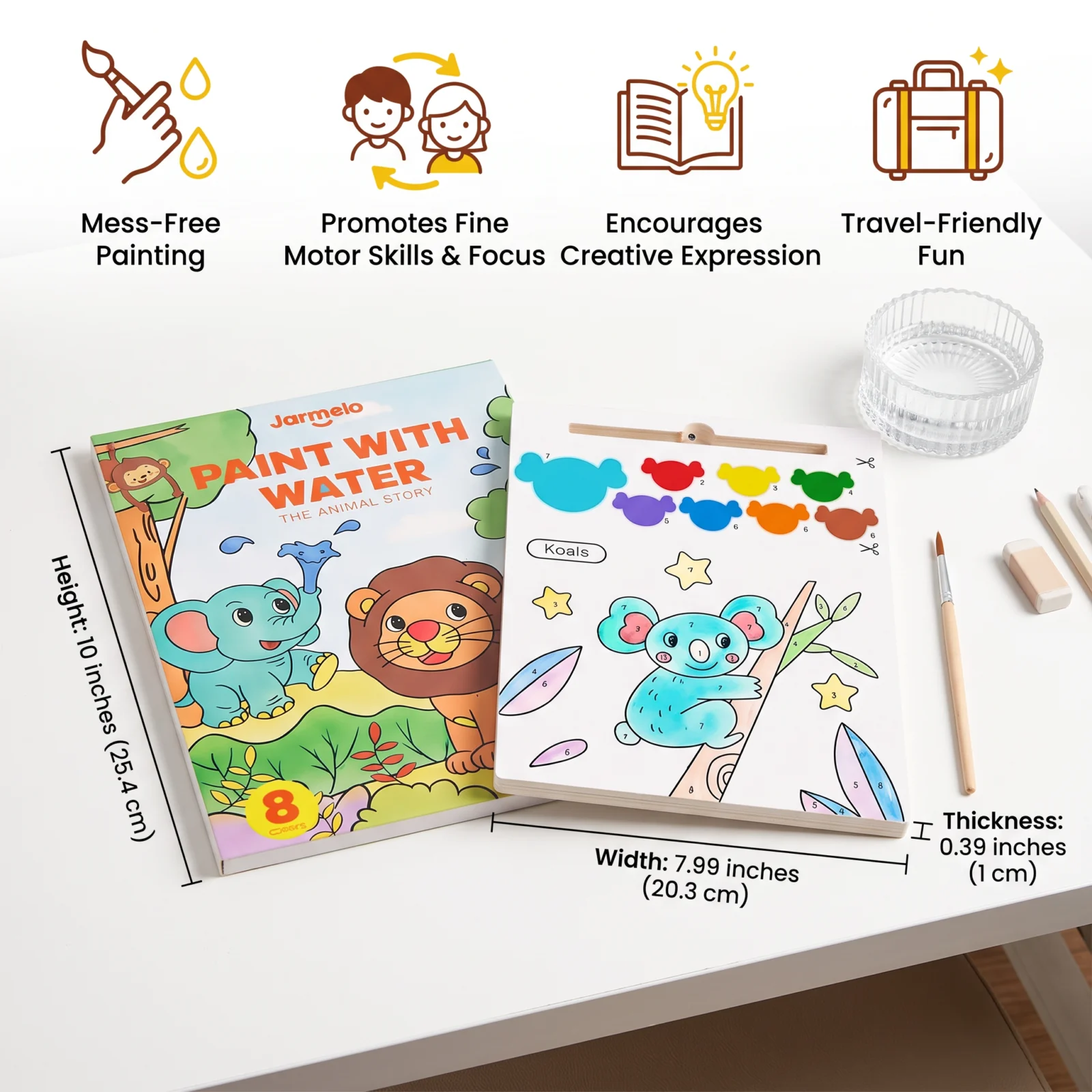 Watercolor Painting Book with Brush โ Mess-Free Paint with Water Fun