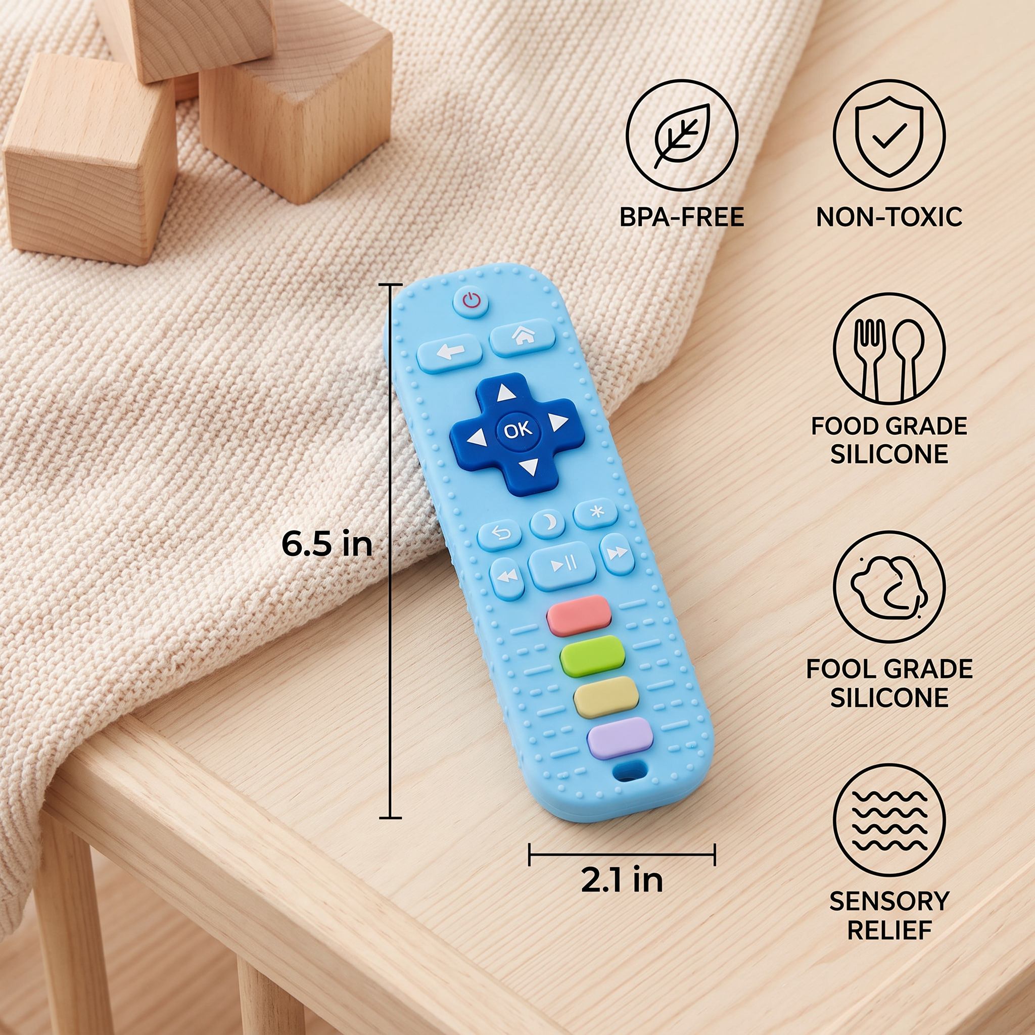 Silicone Remote Control Baby Teether โ BPA-Free Sensory Chew Toy - Image 5