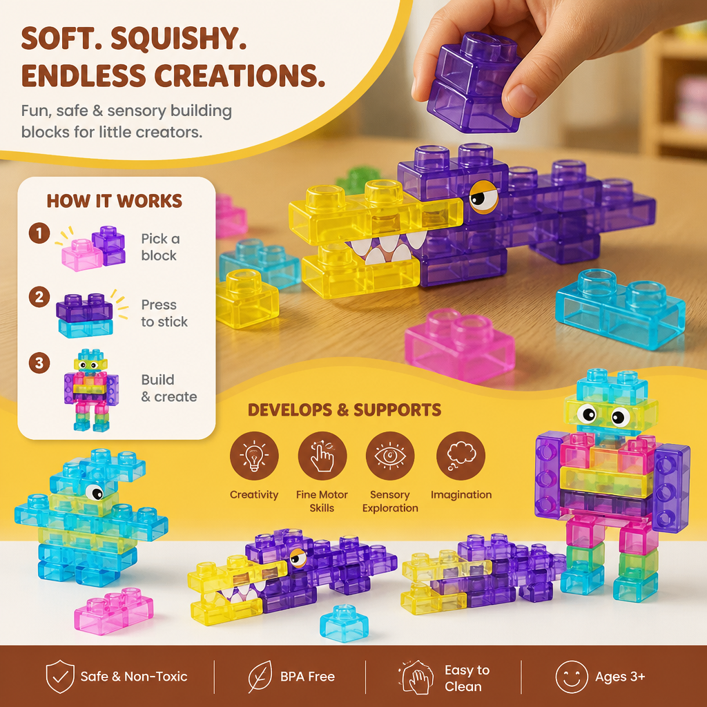 Magical Gummy Blocks, Soft Building Blocks for Children - Image 3
