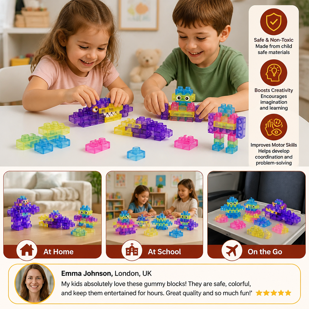 Magical Gummy Blocks, Soft Building Blocks for Children - Image 4