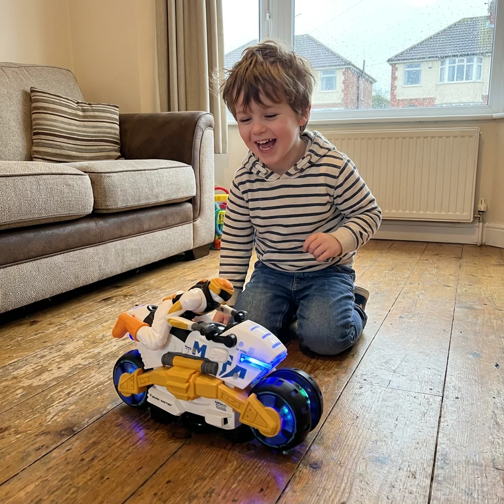 Kids Transformable Stunt Motorcycle Toy with 360 Degree Rotating Action