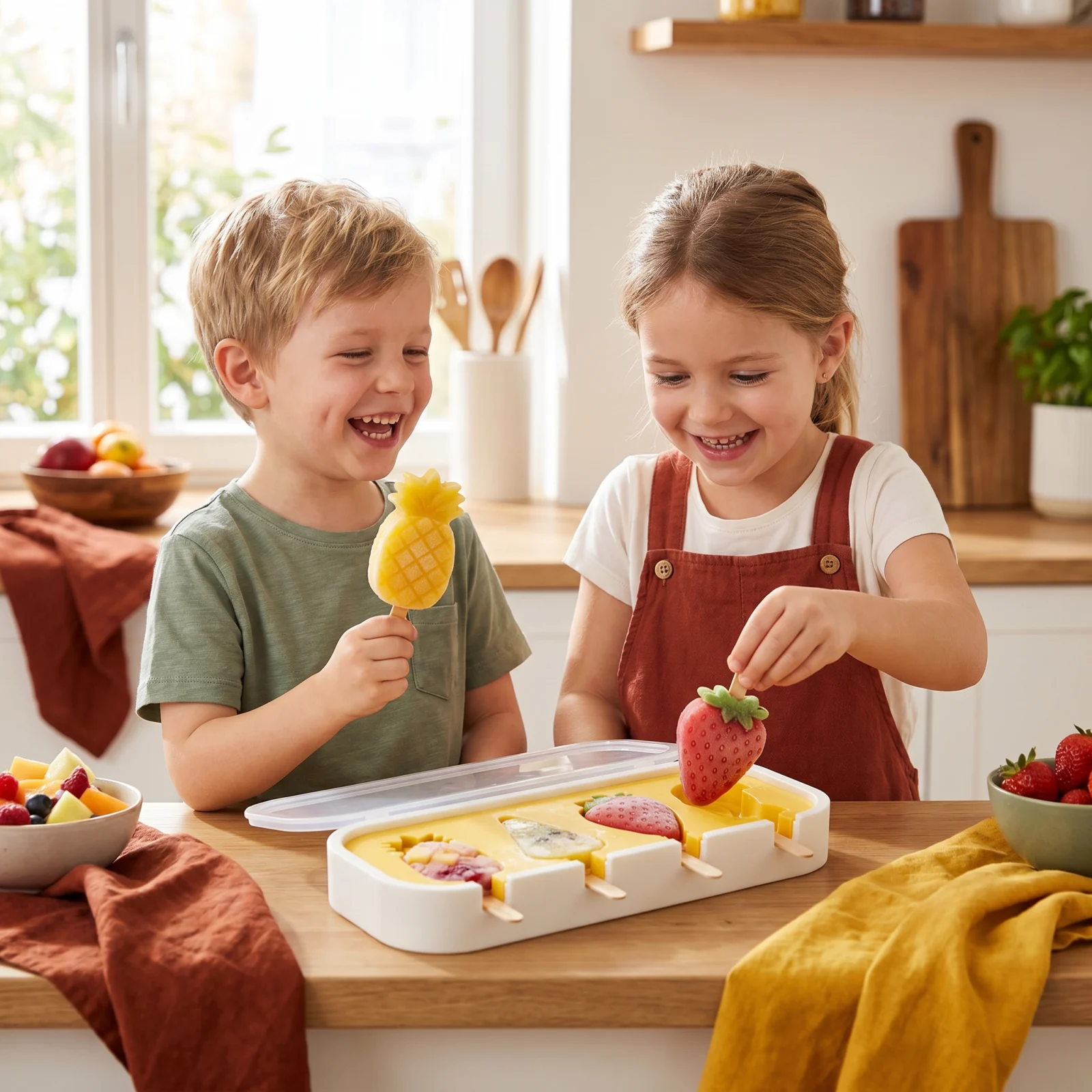 Silicone Popsicle Mold with Fruit Shapes for Homemade Ice Cream